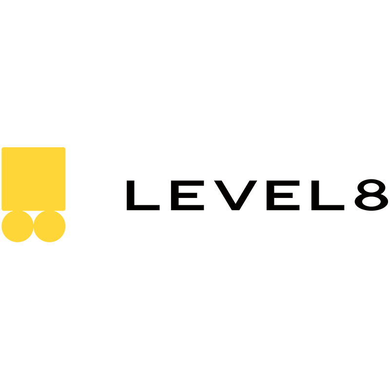 level 8 black logo